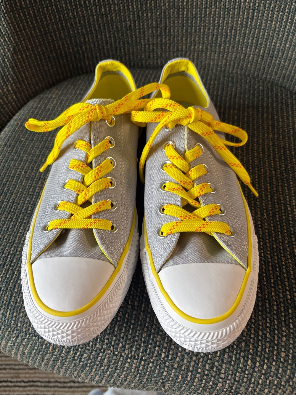 Converse Gray Canvas Sneakers with Yellow Accents